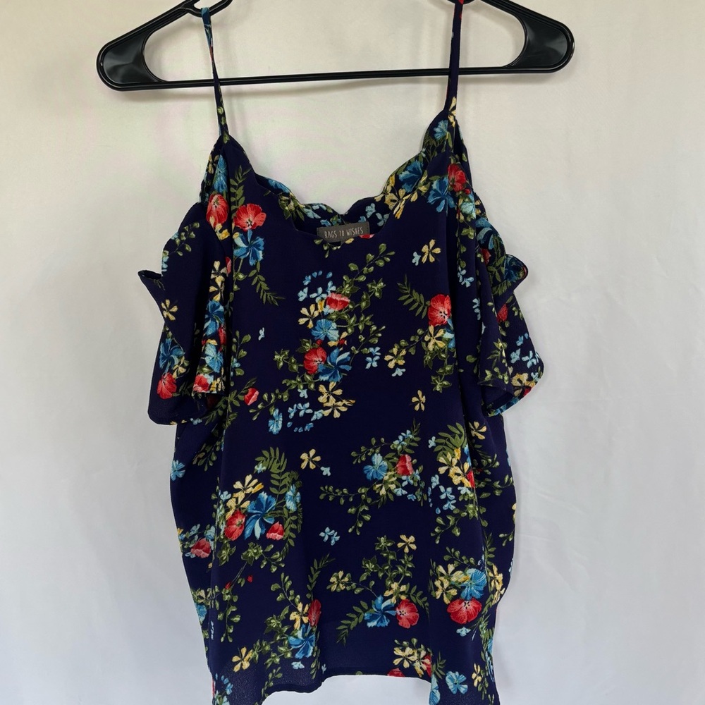 Blue floral off the shoulder blouse
